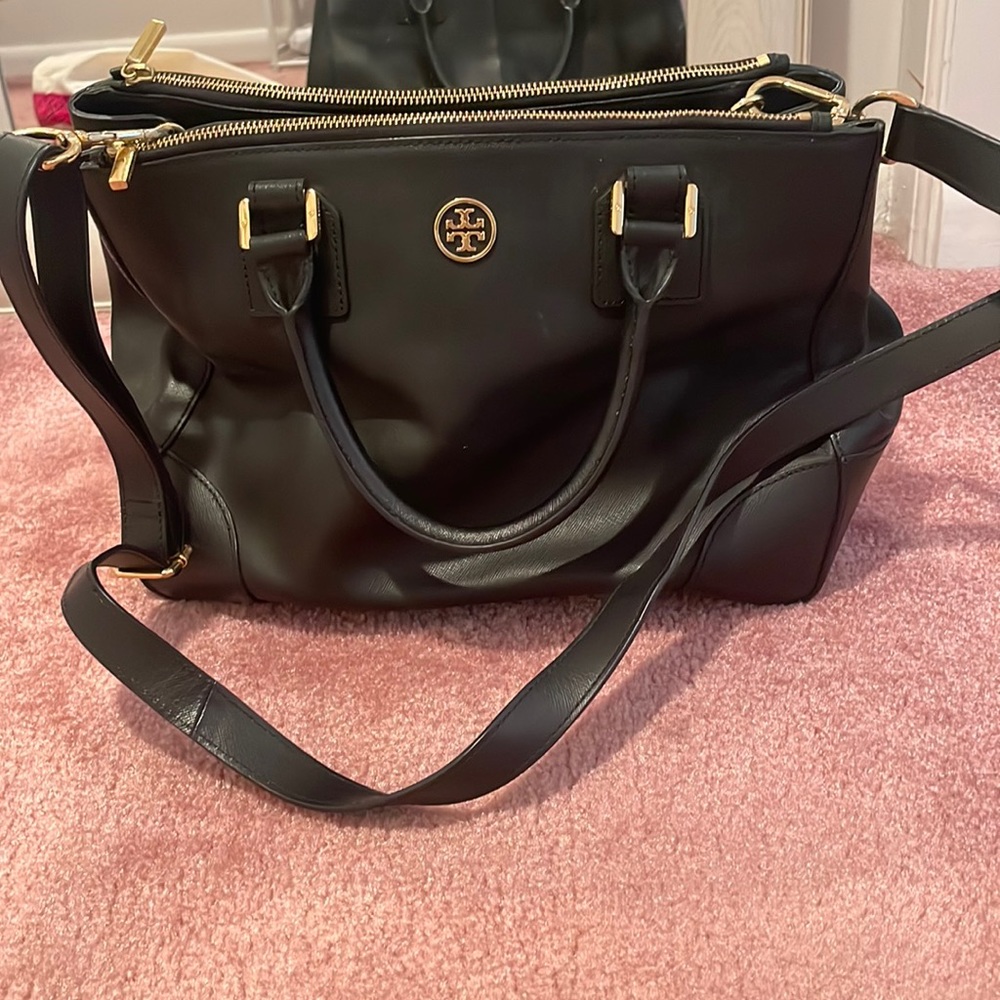 black leather tory burch bag